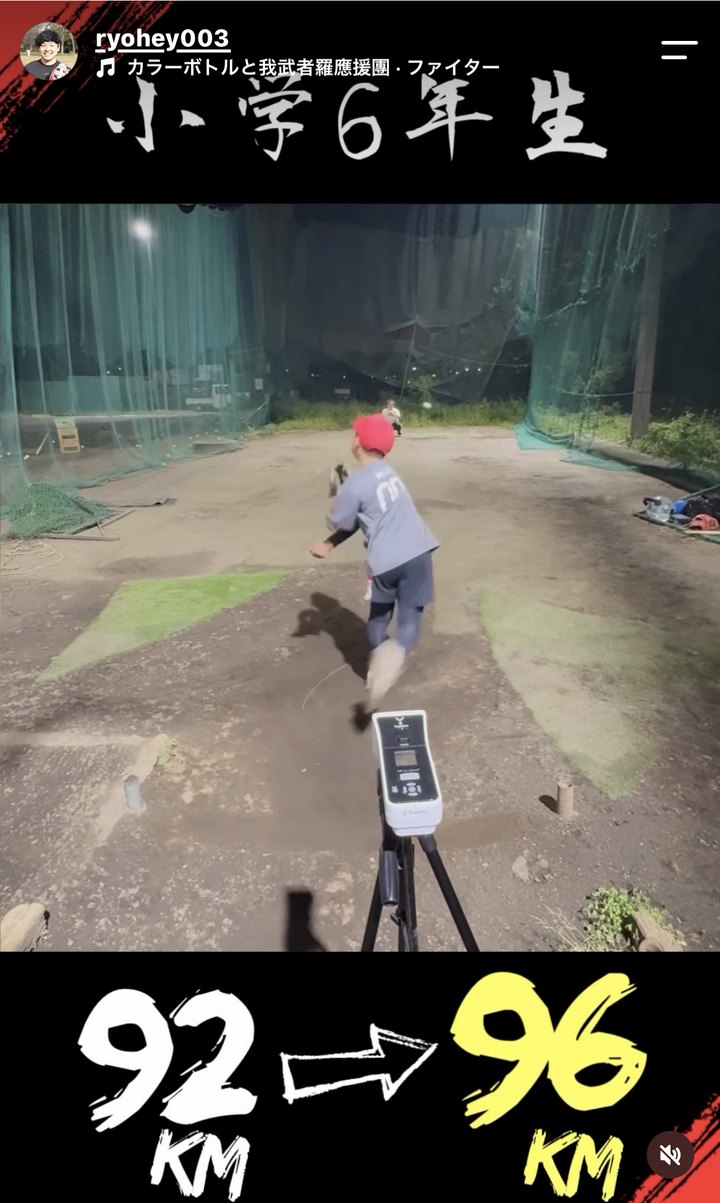 小6 92→96km/h のInstagram投稿
